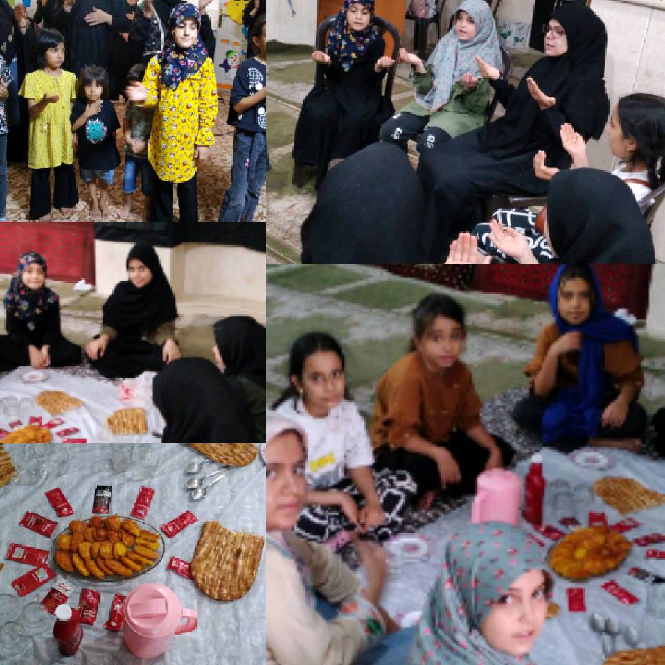 گزارش کارگاه داستان های قرآنی، مداحی و آشپزی کودکان در دوشنبه های امام حسنی (ع) روستای امین آباد