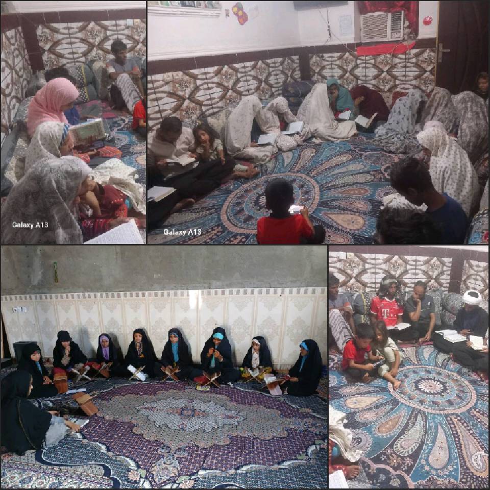 گزارش کلاس قرآن نوجوانان دختر در روز میلاد امام رضا (ع) در روستای چاهدازو و جلسه قرآن در منازل اهالی روستای ده گودال جازموریان